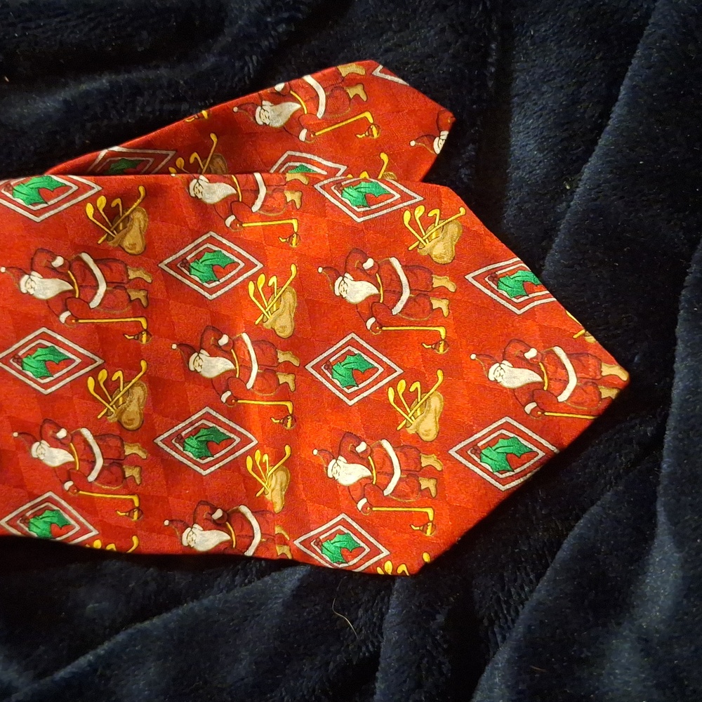 Silk Santa Golfing Hallmark Tie